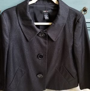 STYLE & CO ADOREABLE BLACK GLITTERY SWING JACKET